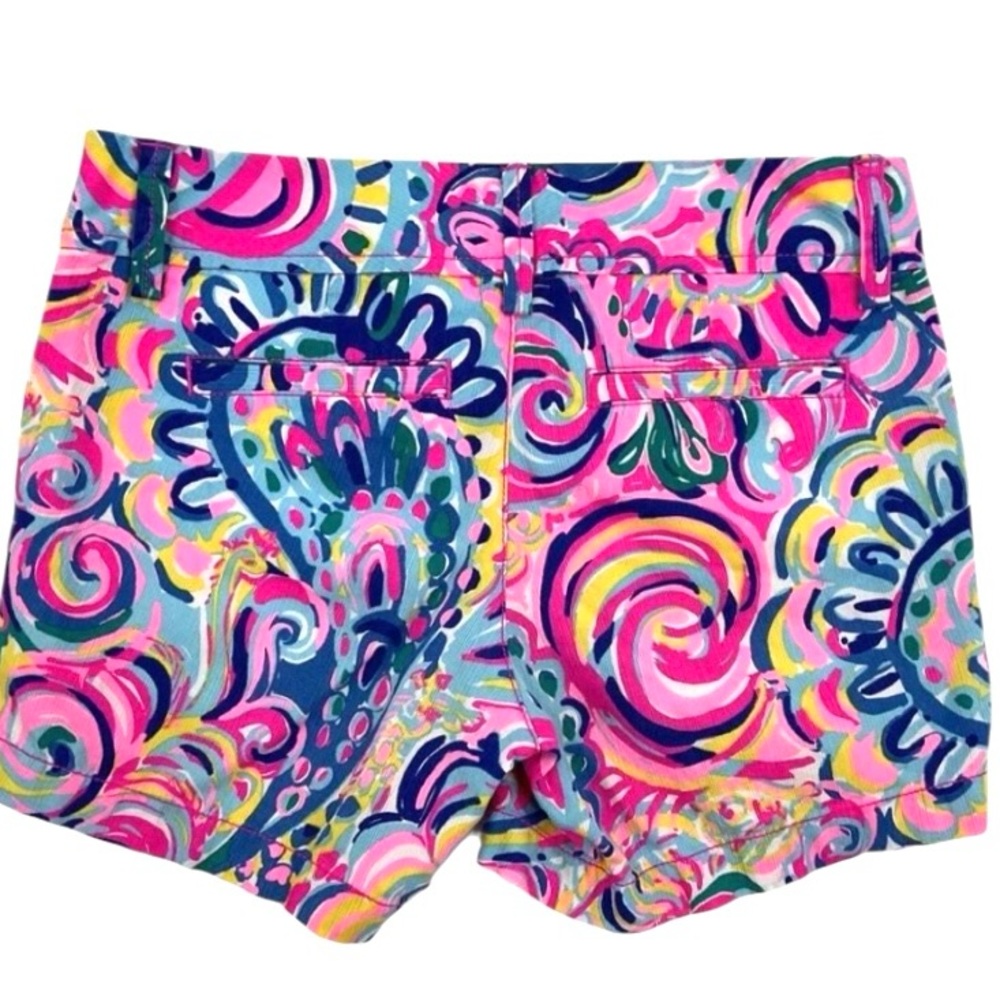 Lilly Pulitzer sz 4 Vibrant Pink & Blue floral Callahan Shorts w 4 1/2” inseam - Picture 10 of 16